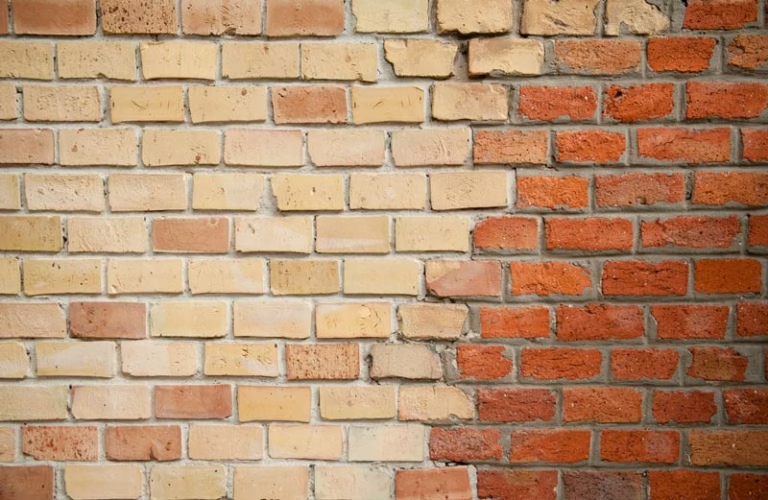 brick wall with two different colours